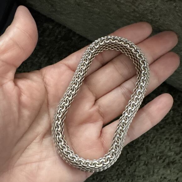 Tiffany & Co 925 Somerset Sterling Silver Mesh Bracelet 8” Woven Design - Picture 5 of 6